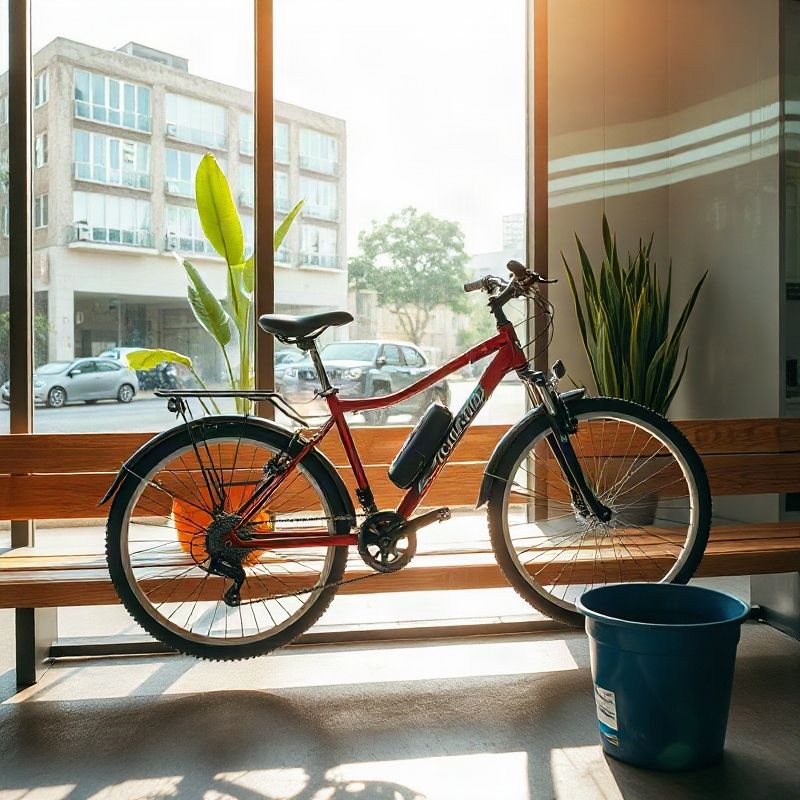 Mecânica examinando bicicleta urbana na oficina em Pinheiros